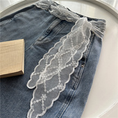 带细长条丝巾发带 腰绳裤 百搭白色蕾丝丝带女腰带装 饰连衣裙牛仔裤