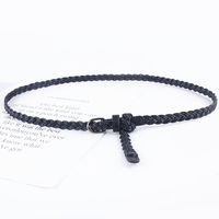 Fashionable thin belt for women, no perforation, ins style, versatile woven women's belt to decorate skirts and pants, waist chain and rope thumbnail 3