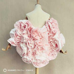 高级婚纱配饰夸张造型影楼摄影写真拍摄道具塔夫绸花朵披肩手袖