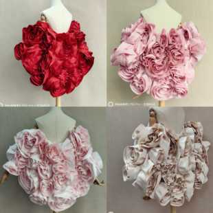 高级婚纱配饰夸张造型影楼摄影写真拍摄道具塔夫绸花朵披肩手袖