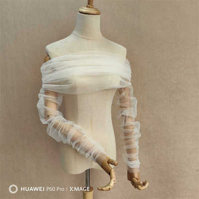 细褶一字领主持表演无袖长款配饰