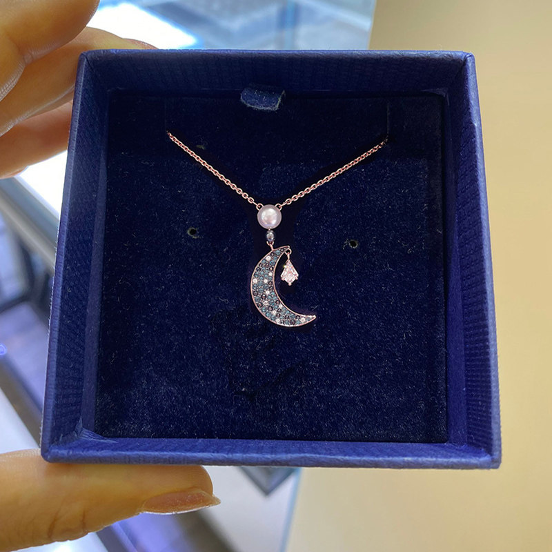 奥地利 月牙星星月亮吊坠星月项链女士 5489534 澳州水晶包邮