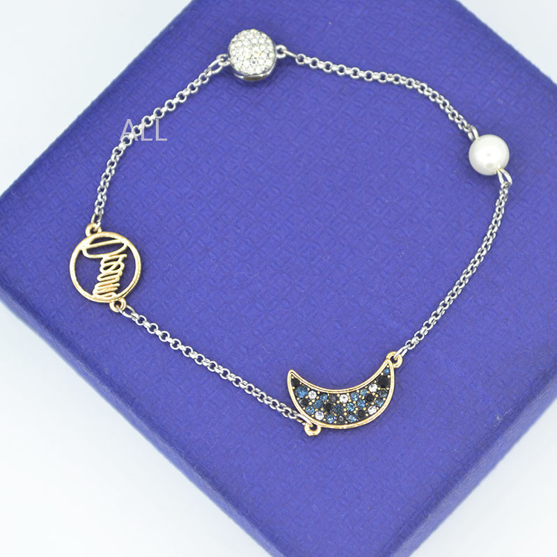 奥地利神秘蓝色珍珠月亮星月造型女手链气质百搭手镯 5490934