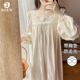 BIEN带胸垫睡裙女春秋季 甜美可爱公主风家居服可外穿长裙仙女纯棉