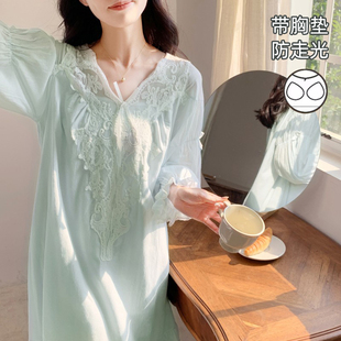 家居服 BIEN带胸垫宫廷风睡裙女款 2025年新款 秋季 公主纯棉全棉法式