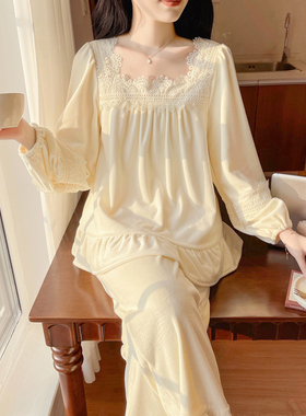 BIEN海岛绒睡衣女冬季2025新款甜美可爱公主宫廷家居服套装带胸垫