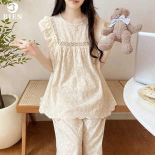 BIEN无袖 纯棉甜美可爱公主风家居服刺绣重工家居服 睡衣女夏季 新款
