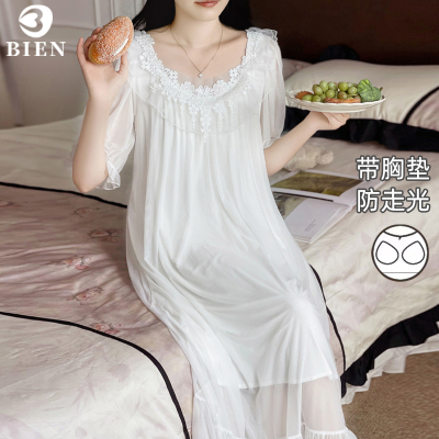 BIEN仙女睡裙女夏季2026新款甜美带胸垫公主宫廷家居服可外穿法式