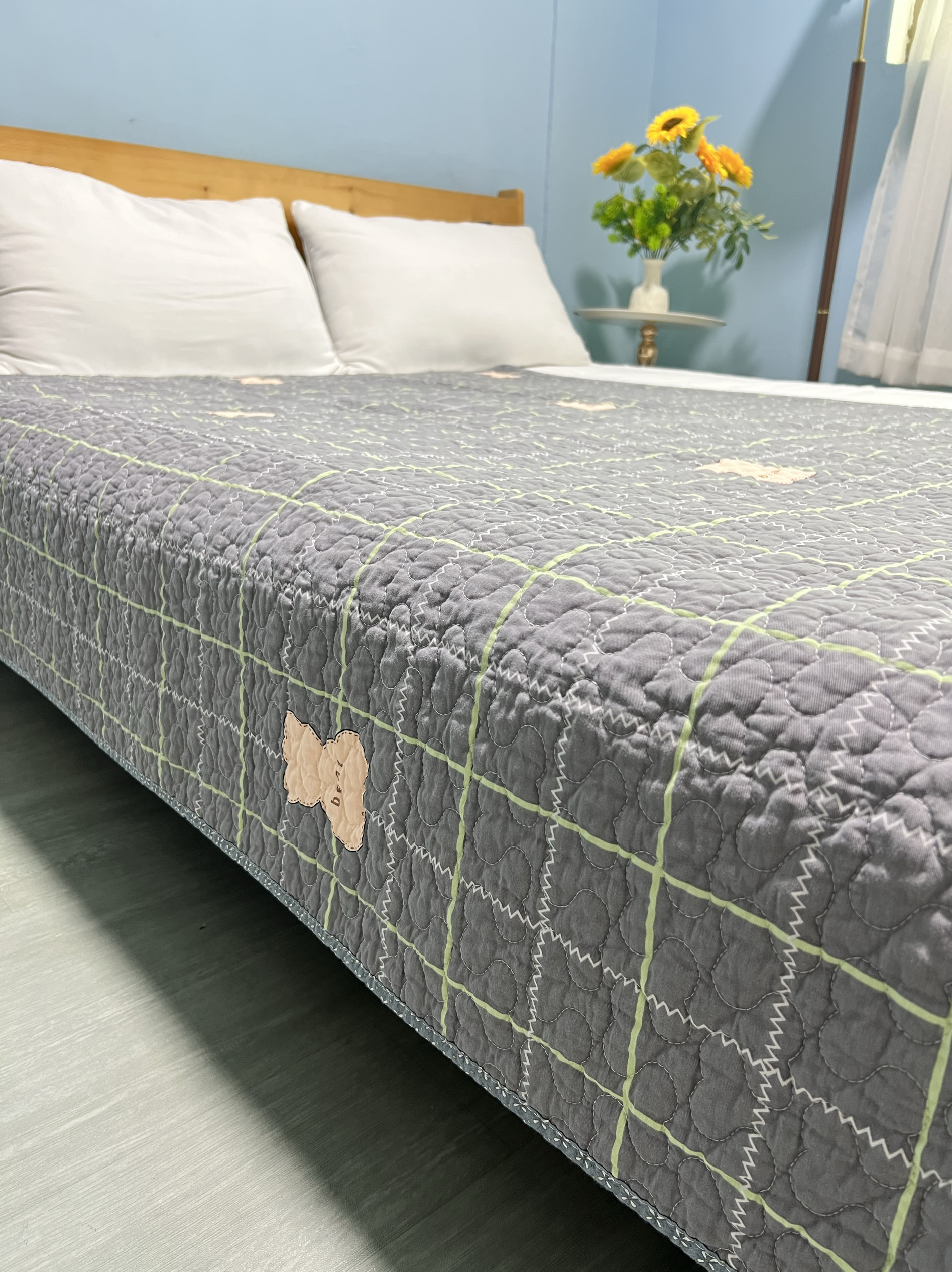 2026夏韩国纯棉床盖绗缝被双面防滑床单夹棉单双人榻榻米垫炕单棉