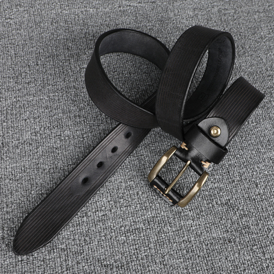 工装牛仔裤厚重扎实牛皮腰带