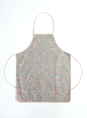 GIRONES进口印花时尚美式轻奢复古岩蓝色防水防油烘培布艺围裙