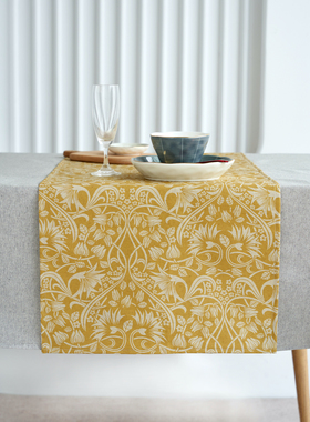 GIRONES进口美式防水防油黄色餐桌桌旗床旗电视柜茶几盖布
