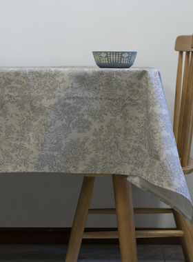 GIRONES进口美式复古仕女图防油防水免洗节日氛围桌布蓝绿灰红色