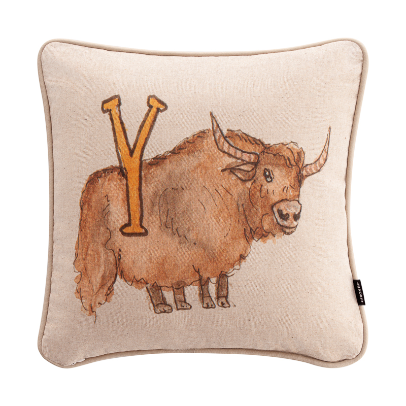 进口西班牙双面图案数码牦牛抱枕