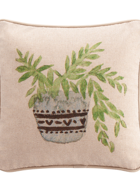 GIRONES进口西班牙数码印花棉涤绿植盆景客厅咖啡厅抱枕靠垫腰靠