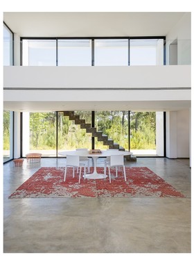 GAN西班牙进口地毯块毯纯羊毛手工打结时尚简约客厅卧室红色