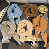 100%澳洲纯绵羊毛针织三角巾女头巾围巾高级感休闲保暖百搭披肩女