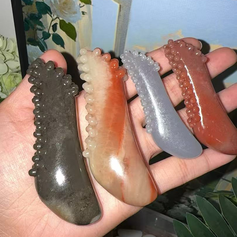 天然寿山石S刷面部提升按摩棒经络脸面部眼穴位美容刮沙拨筋棒