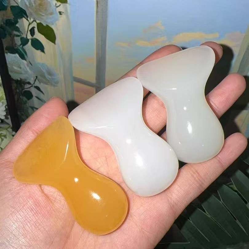 天然白玉刮沙板能量石脸部按摩器美容院按摩眼睛腿部眼部