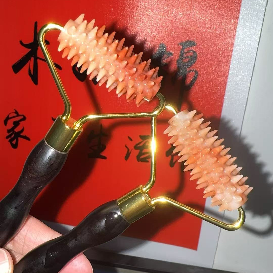 紫光檀寿山石滚轮按摩