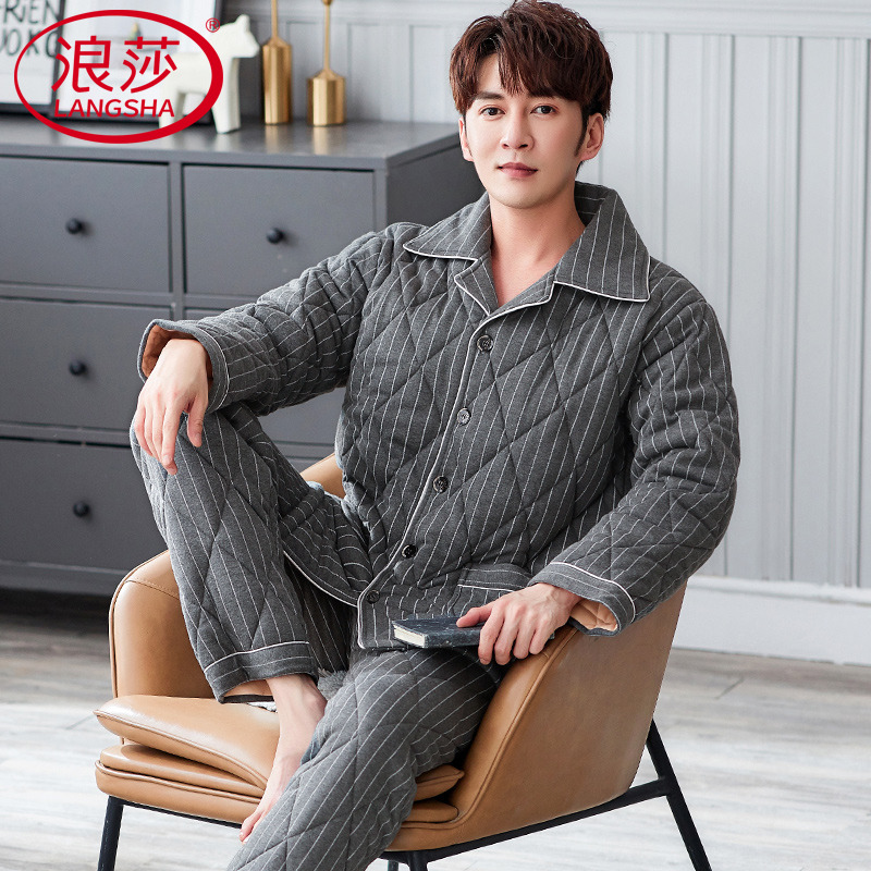 三层夹棉大码家居服中年