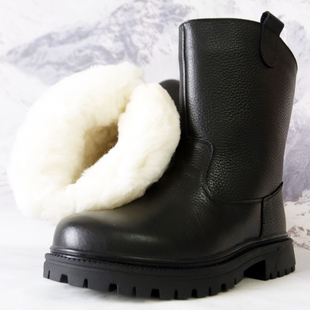 皮毛蒙古一体雪地冬季棉靴保暖加厚马靴东北棉男牧马羊毛靴子