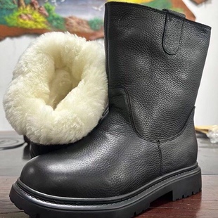 新款式蒙古马靴东北雪地靴户外工作上班皮毛一体羊毛劳保超厚巨厚