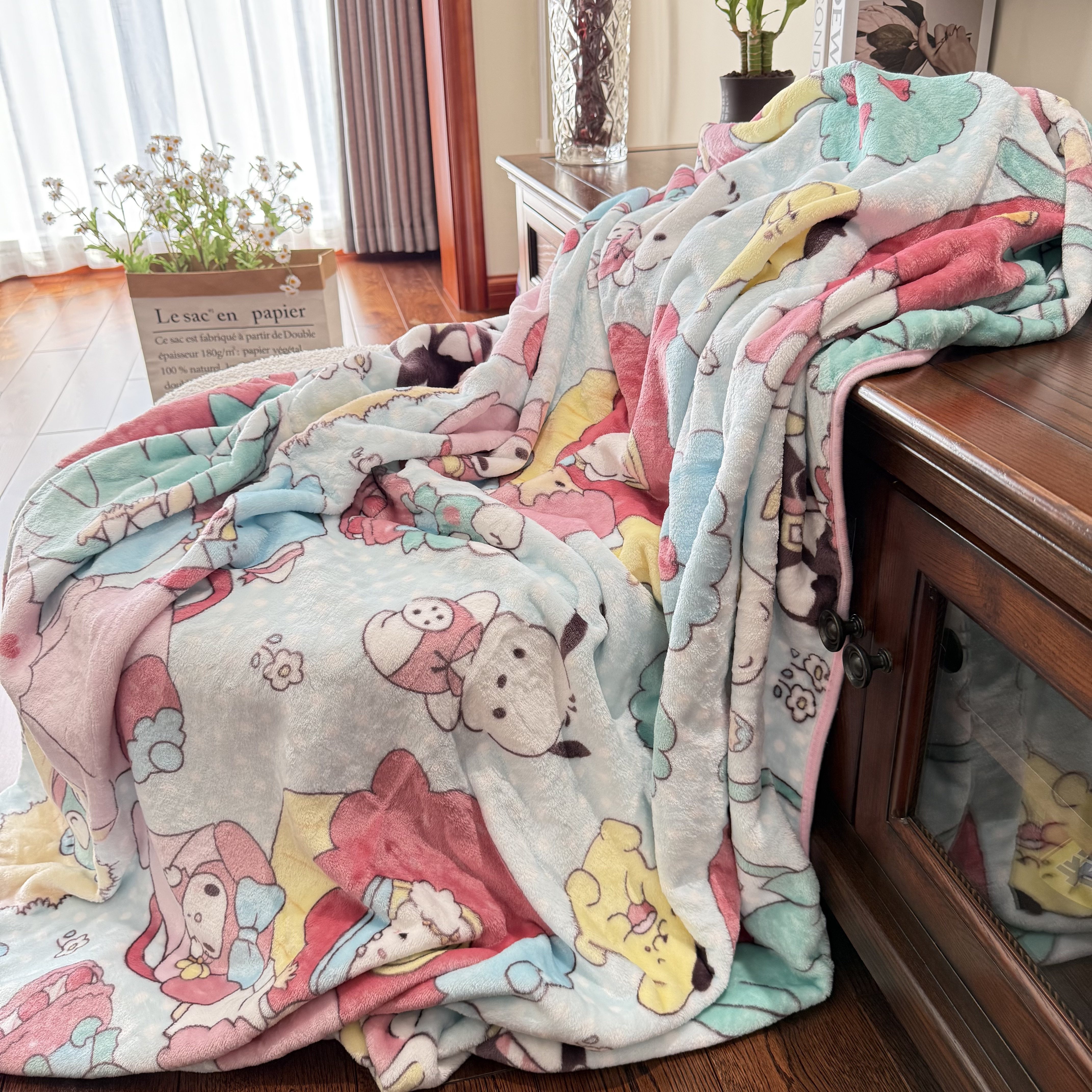 可爱卡通美乐蒂法兰绒毛毯绒毯盖毯保暖家居毯子沙发午睡空调毯子