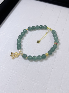 天然a货翡翠晴水手链女款925银锁镶嵌小铃铛玉石手串送女友蓝水