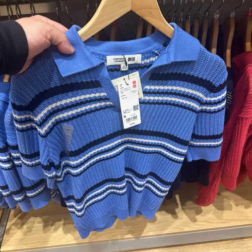 日本 优衣库 正品 代买 棉质尖领Polo毛衣可水洗 484192