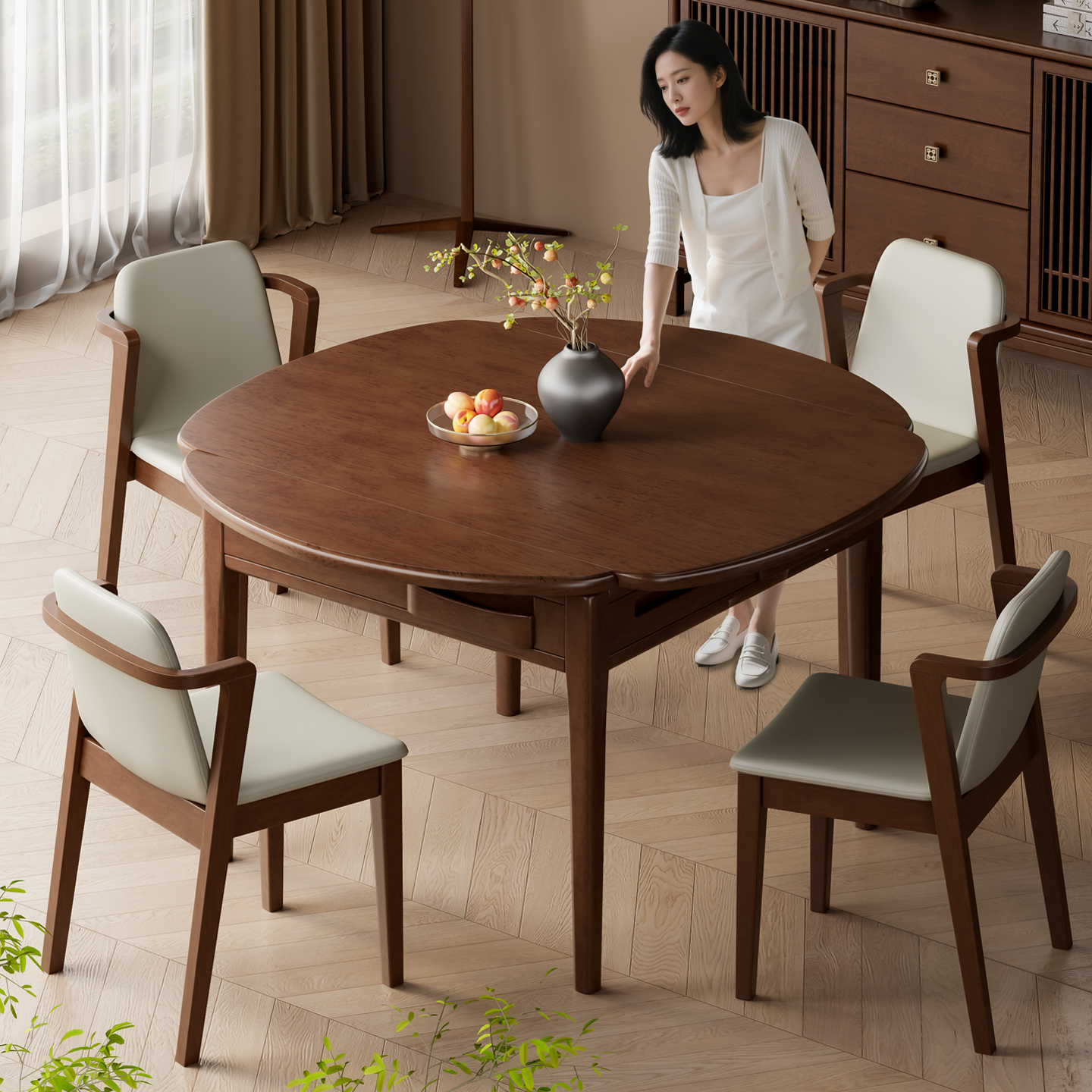 朗拓高端实木自动折叠收纳麻将机