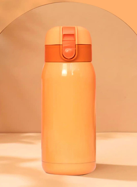 高颜值伴手礼弹跳保温杯迷你橙色保温保冷杯小巧便携学生水杯礼品