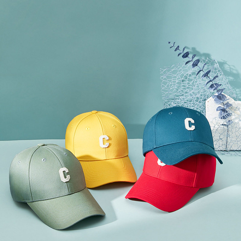 棒球帽休闲男女弯檐C字母鸭舌帽