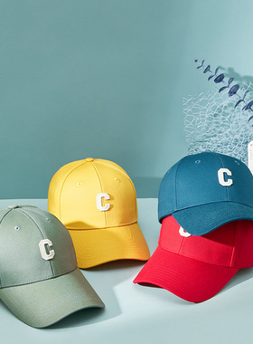 多色好品质C字母棉质棒球帽男女春夏季遮阳防晒圆顶弯檐鸭舌帽子