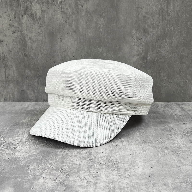 25新款针织透气平顶帽女夏季百搭