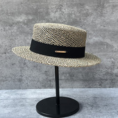 法式 复古咸草镂空遮阳帽子男女海边度假旅行沙滩平顶礼帽优雅草帽