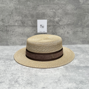 高品质绅士感镂空礼帽撞色设计优雅草帽夏季 平顶帽 出游逛街25新款