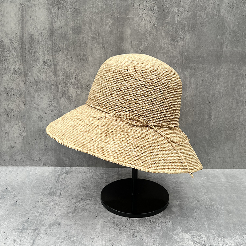 大帽檐可折叠简约拉菲草渔夫帽夏