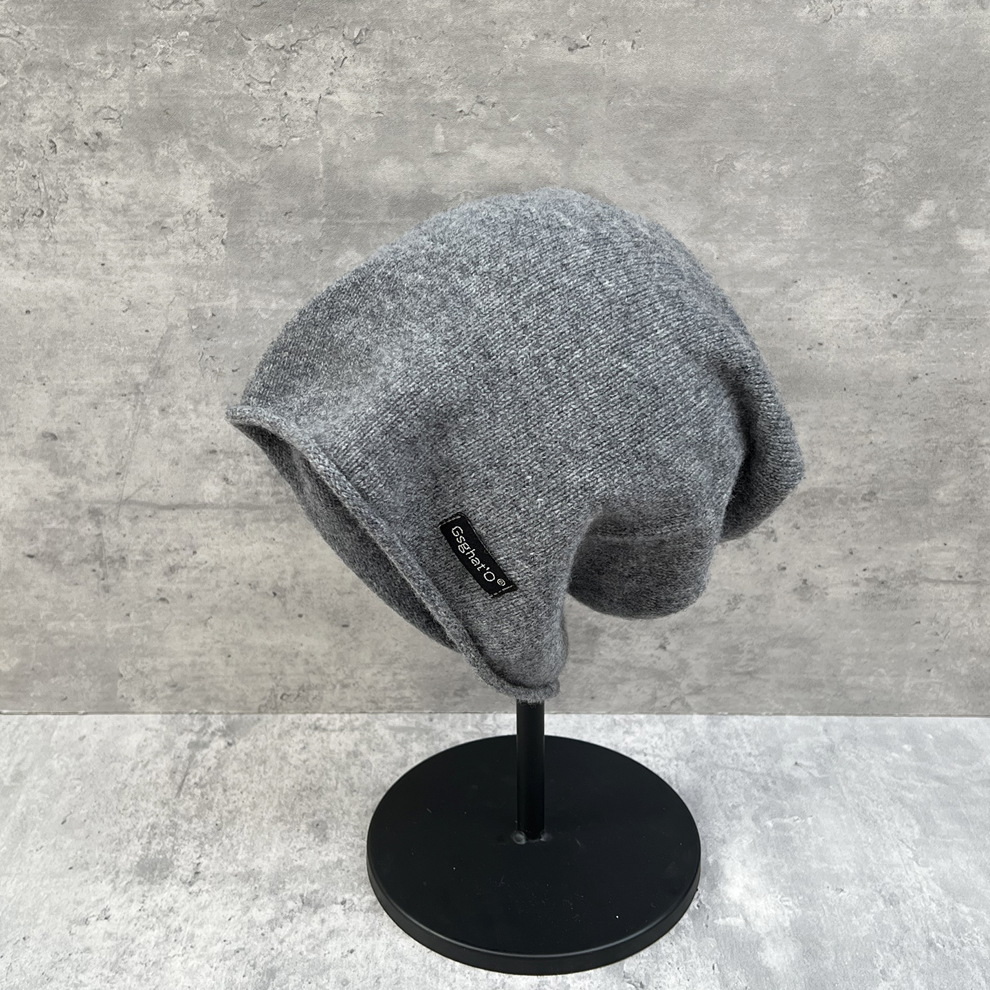 灰色毛线帽女秋冬大头围针织保暖