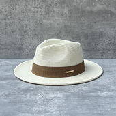 防紫外线百搭时尚 露思款 巴拿马草帽草编男女礼帽爵士帽夏季 遮阳帽
