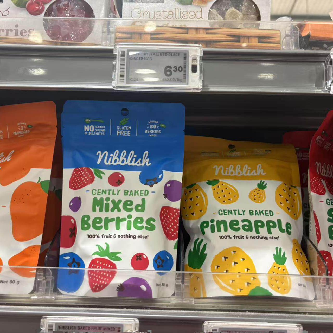 新西兰直邮Nibblish美味轻烤果干草莓干菠萝干芒果干蔓越干 80g