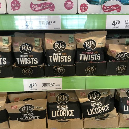 新西兰直邮RJ'S巧克力软糖无香精无色素 旋转甘草软糖 四件包邮