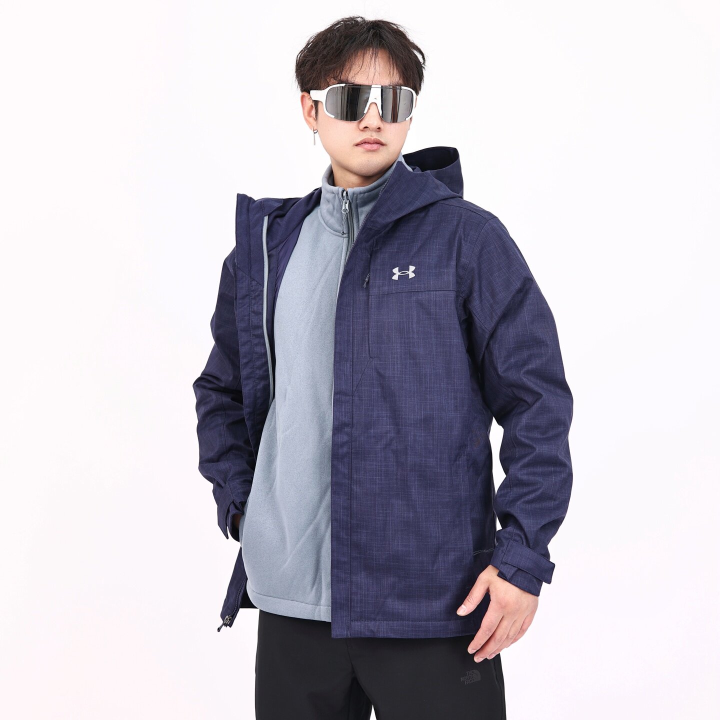 UA安德玛秋冬男子户外运动抓绒内胆三合一冲锋衣夹克外套1300663