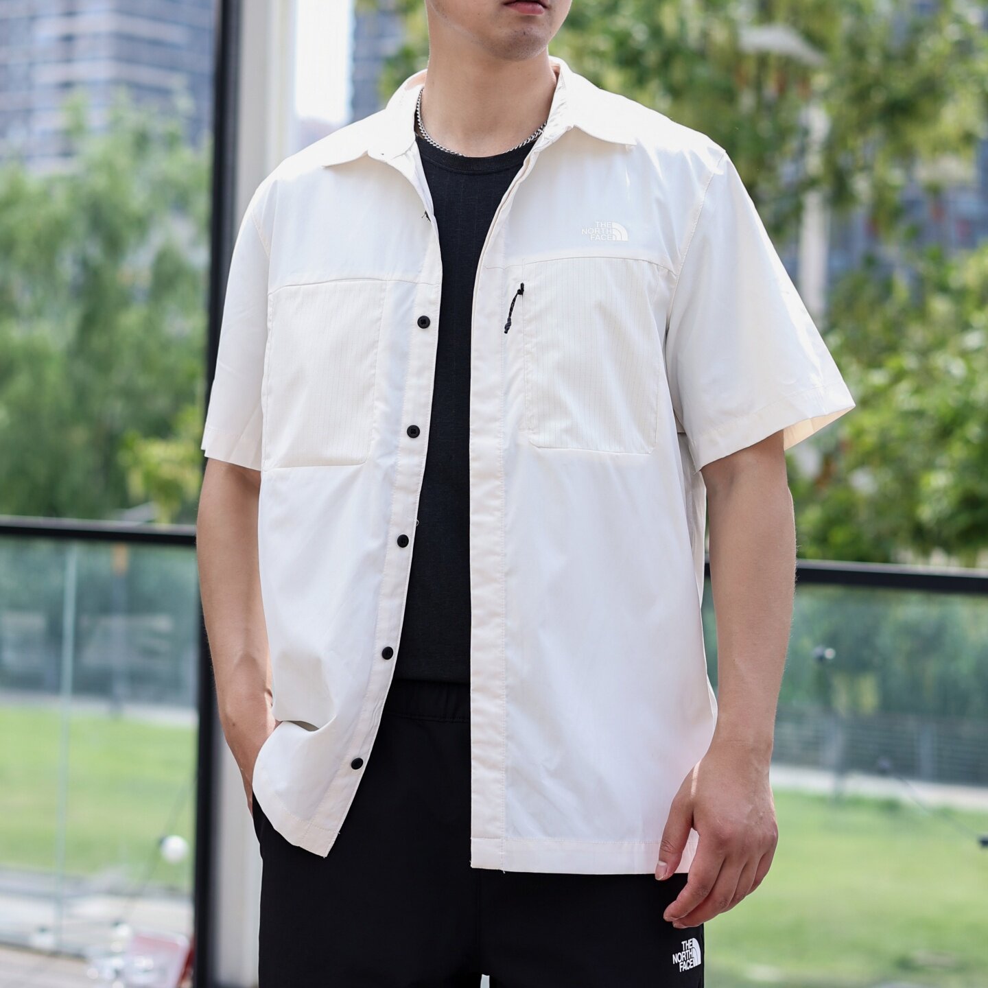 北面衬衫男春夏户外速干防晒短袖