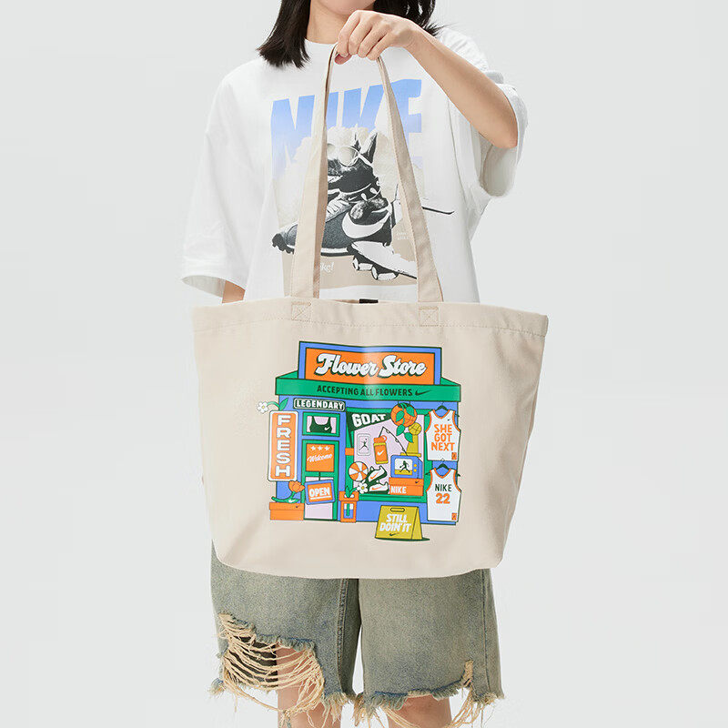 NIKE耐克男女包26新款图案印花潮流时尚帆布包拎包单肩包IR2891