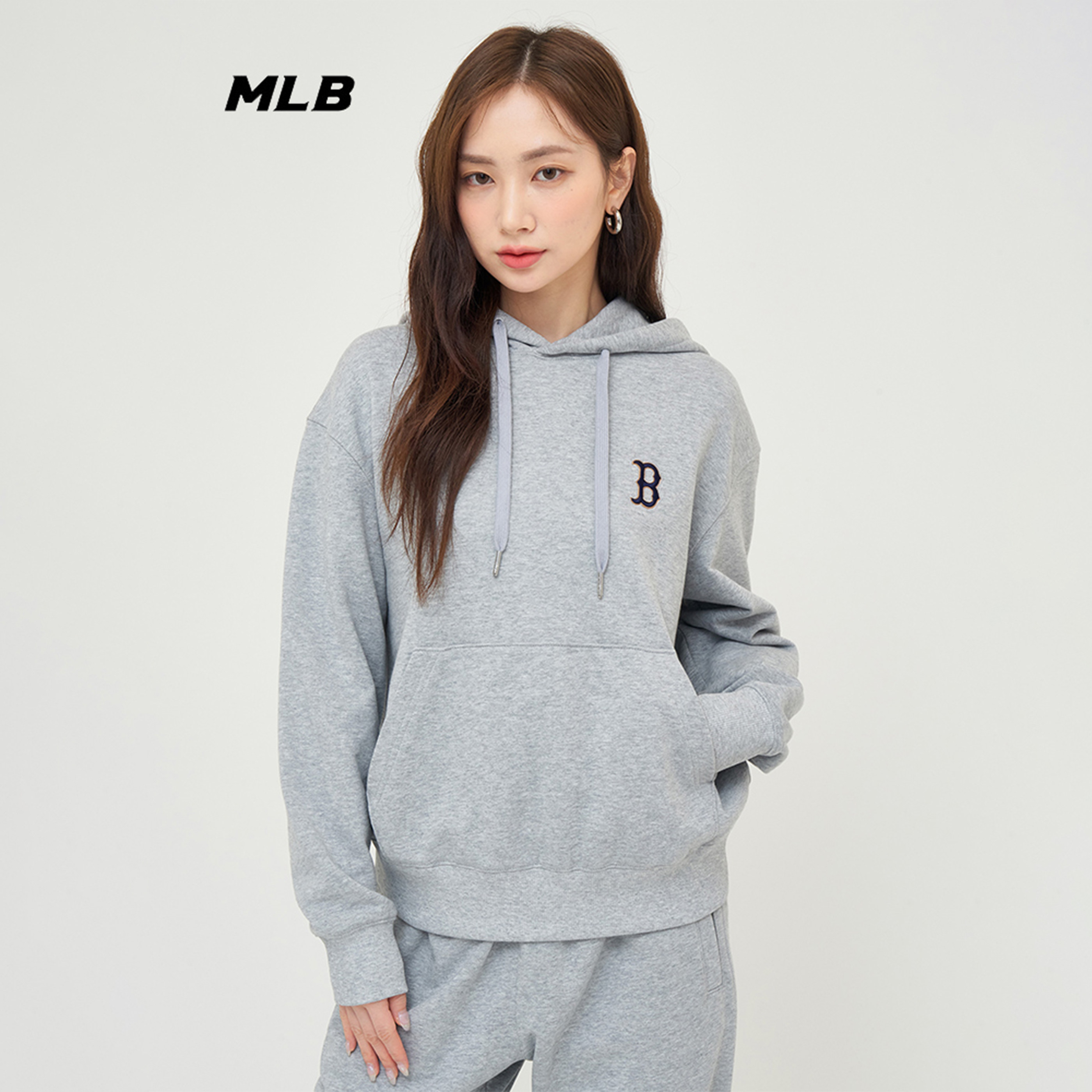 MLB情侣卫衣春秋男女NY老花大标套头连帽上衣运动外套3AHDM0144