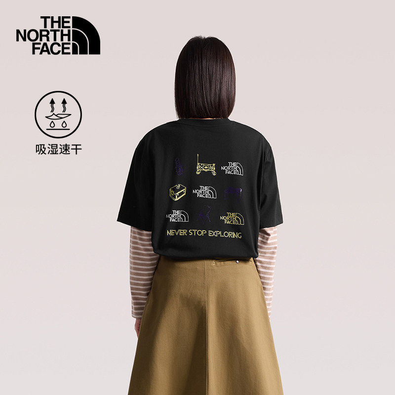 北面户外男女同款速干印花T恤