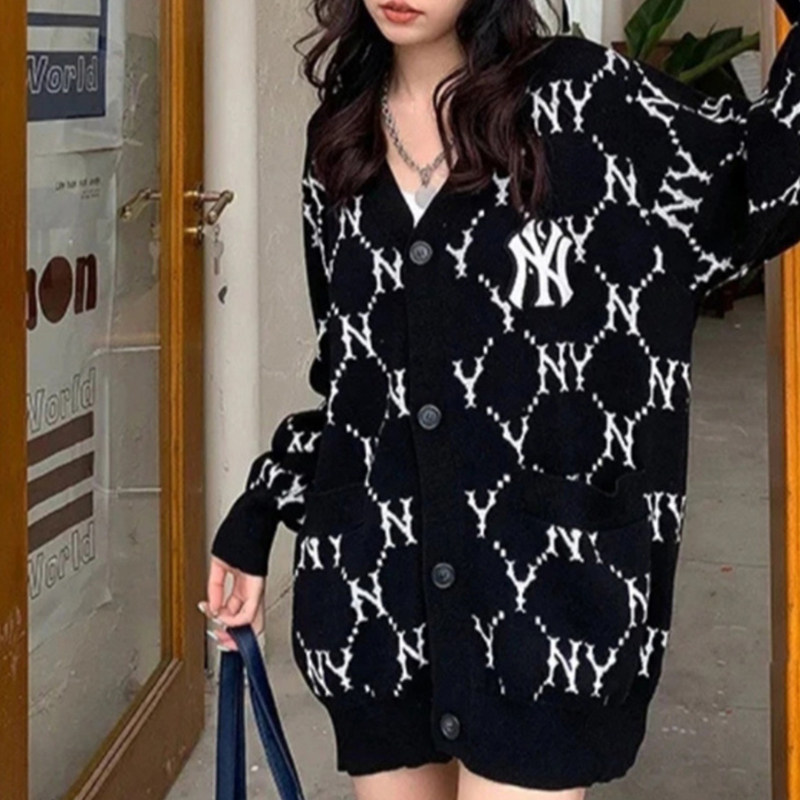 MLB男女NY老花针织开衫外套