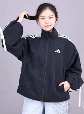 adidas阿迪达斯女子夹克25秋冬新款三叶草蝴蝶结立领外套KT5003