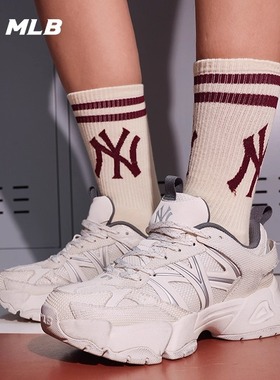 25秋季新款MLB老爹鞋男女NY复古网面透气跑步运动休闲鞋3ARNP015N